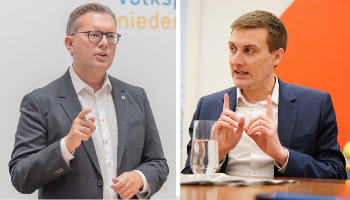 Matthias Zauner (l., ÖVP) übt Kritik an Sven Hergovich (r., SPÖ)