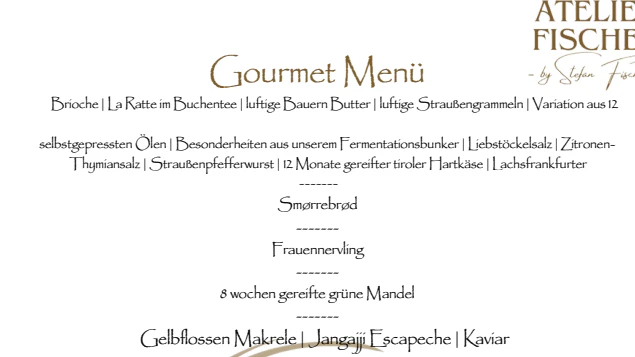 Ausschnitt aus der aktuellen Karte des "Atelier Fischer" am Wlfgangsee.