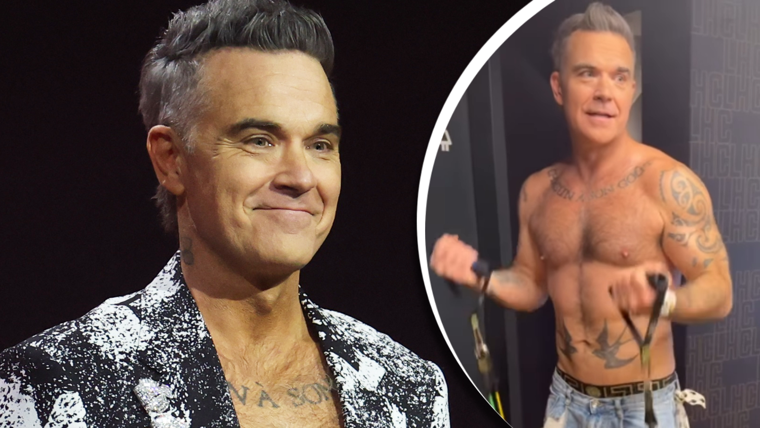Robbie Williams beeindruckt mit seinem Körper.