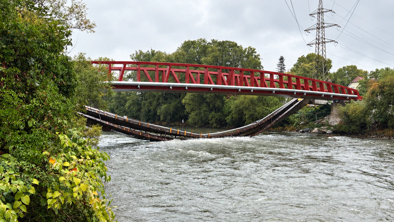 Heute.at - Grazer Brücke stürzt mitten am Tag in die Mur