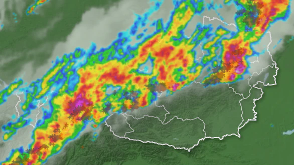 Regenschauer und Gewitter ziehen quer durch Österreich auf Wien zu.