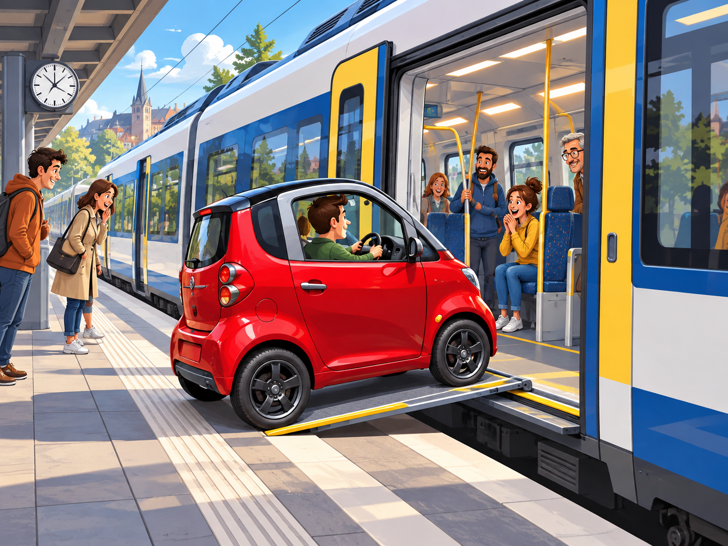Heute.at - Gehfauler Pendler fährt mit Mini-Auto bis in den Zug