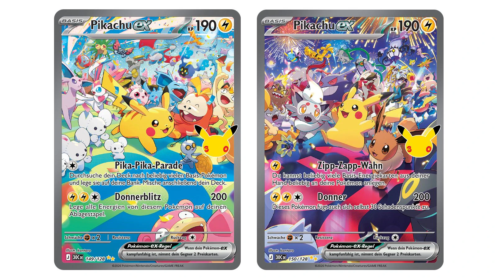 Zum 30. Geburtstag von Pokémon erscheint eine besondere Erweiterung des Sammelkartenspiels mit vielen Pikachu-Karten.