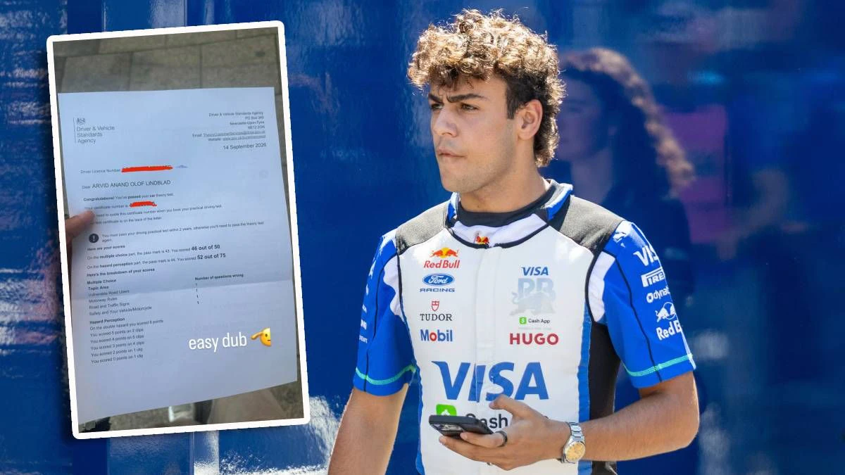 Formel-1-PIlot Arvid Lindblad hat die theoretische Führerscheinprüfung bestanden. 