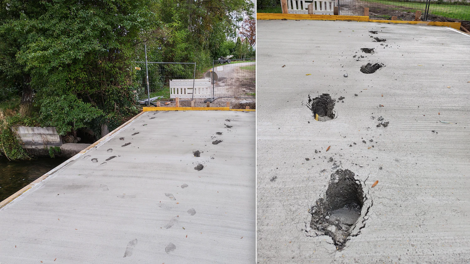 In der Nacht auf Donnerstag, 17. September 2026, wurde die im Bau befindliche Brücke in Peisching mutwillig beschädigt.