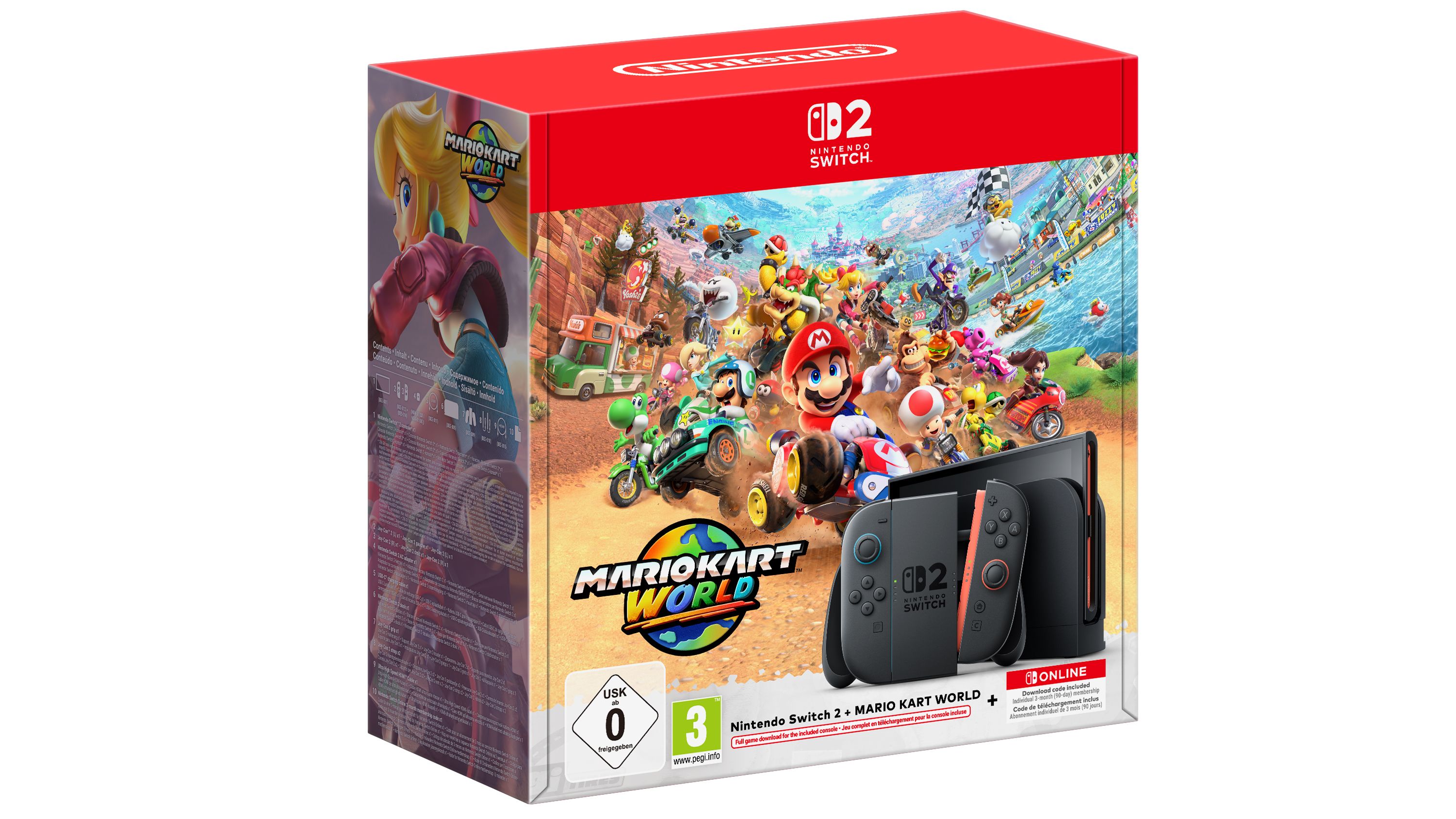 Im Mittelpunkt steht das Nintendo Switch 2 + Mario Kart World-Set. 