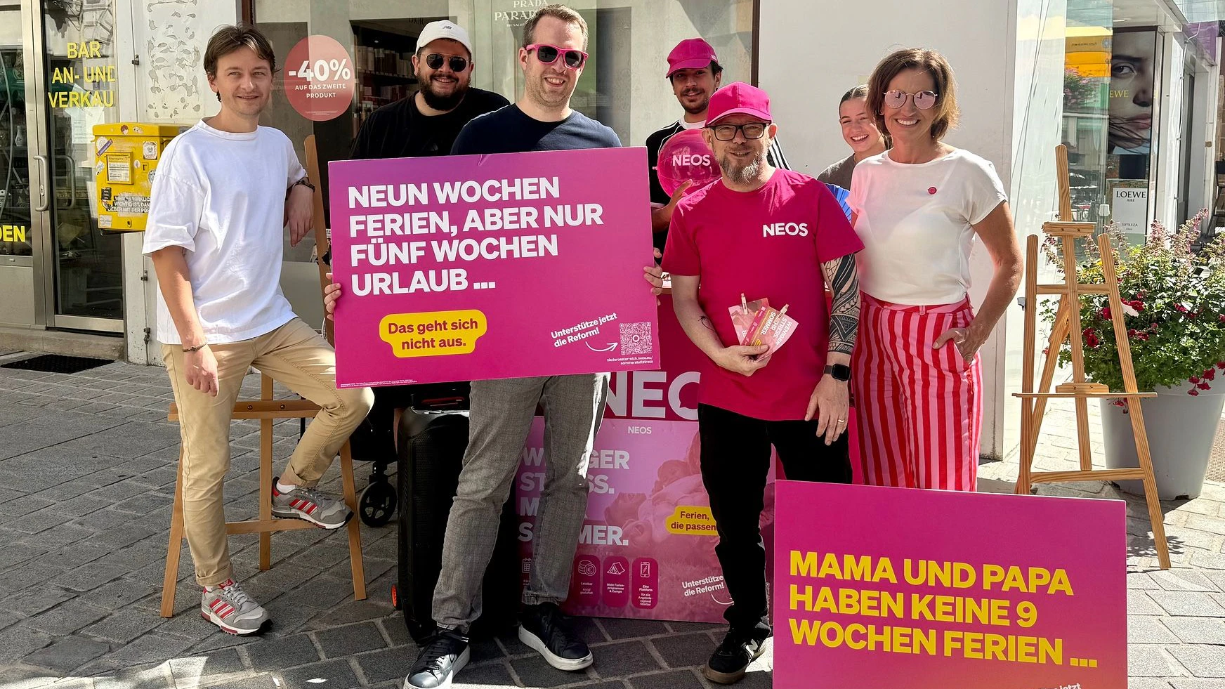 v.l.n.r.: Jürgen Hirschmann, Karl Stadler, Landesgeschäftsführer Jonas von Einem, Murat Aksakalli, GR Bernd Pinzer, Karoline Sommer und Landesparteivorsitzende Indra Collini