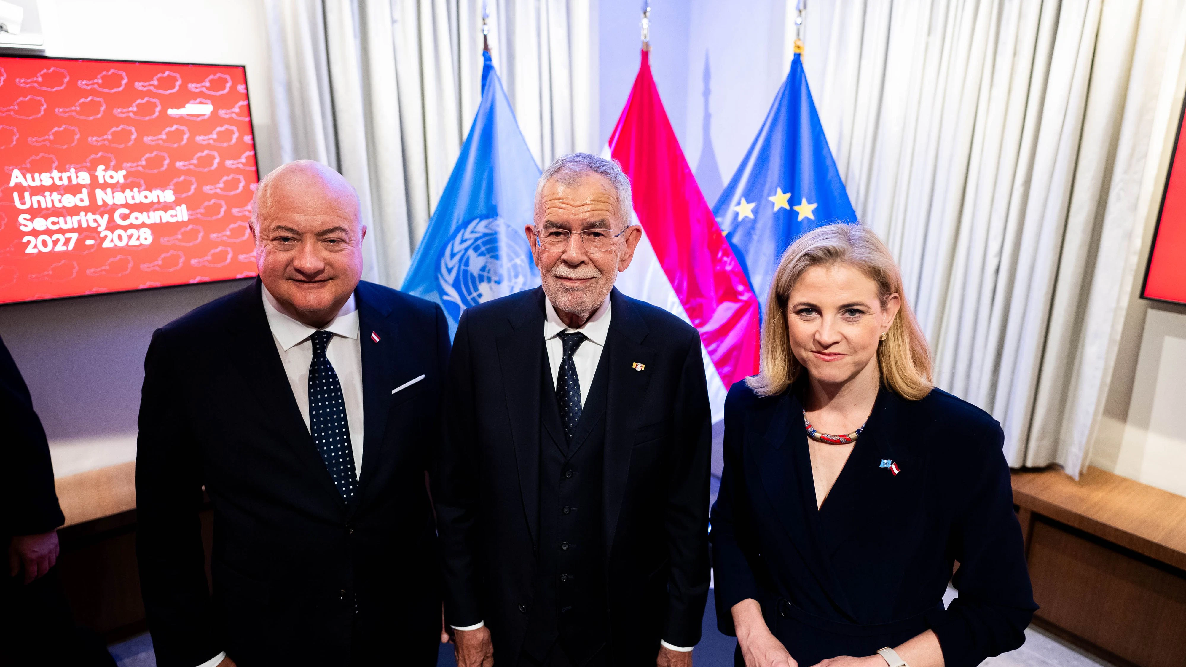 Zu dritt in New York: VdB (Mitte), Stocker, Meinl-Reisinger