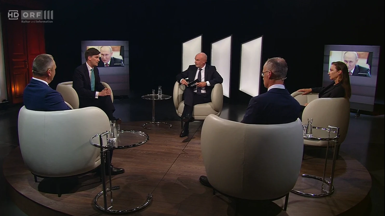 Die erste Ausgabe von der ORF-III-Sendung "zur SACHE" nach der Sommerpause unter dem Titel "Sind wir machtlos gegen Putin?"
