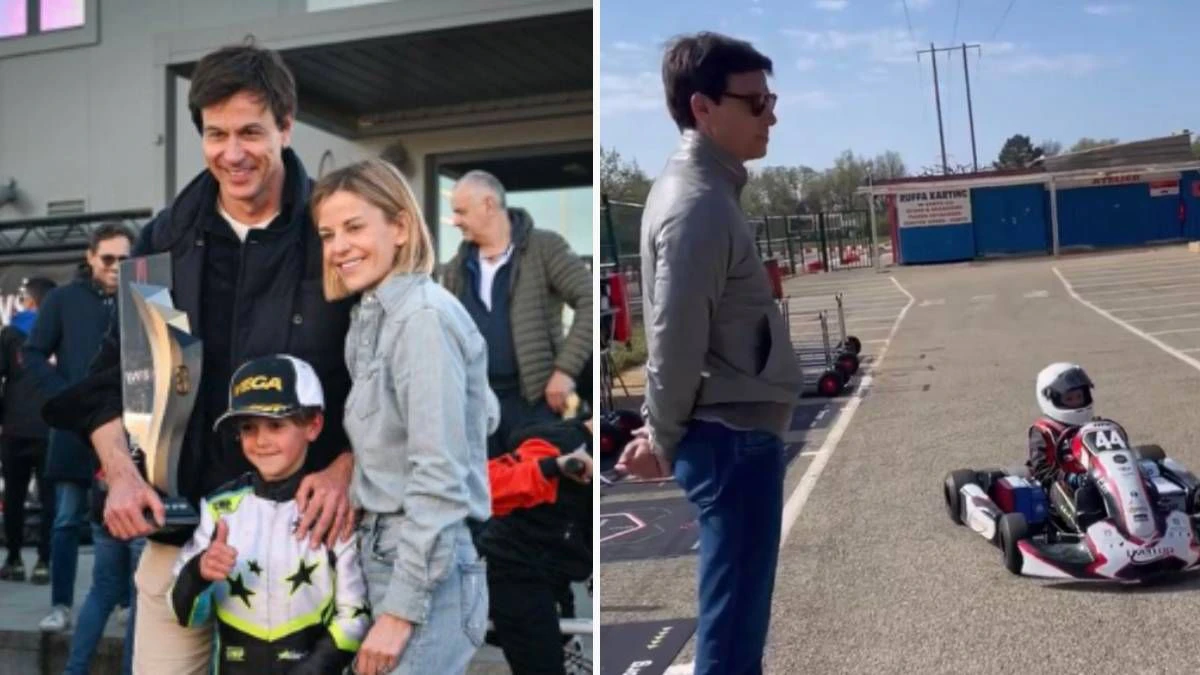 Jack Wolff feiert mit Papa Toto seinen ersten Kart-Titel. 