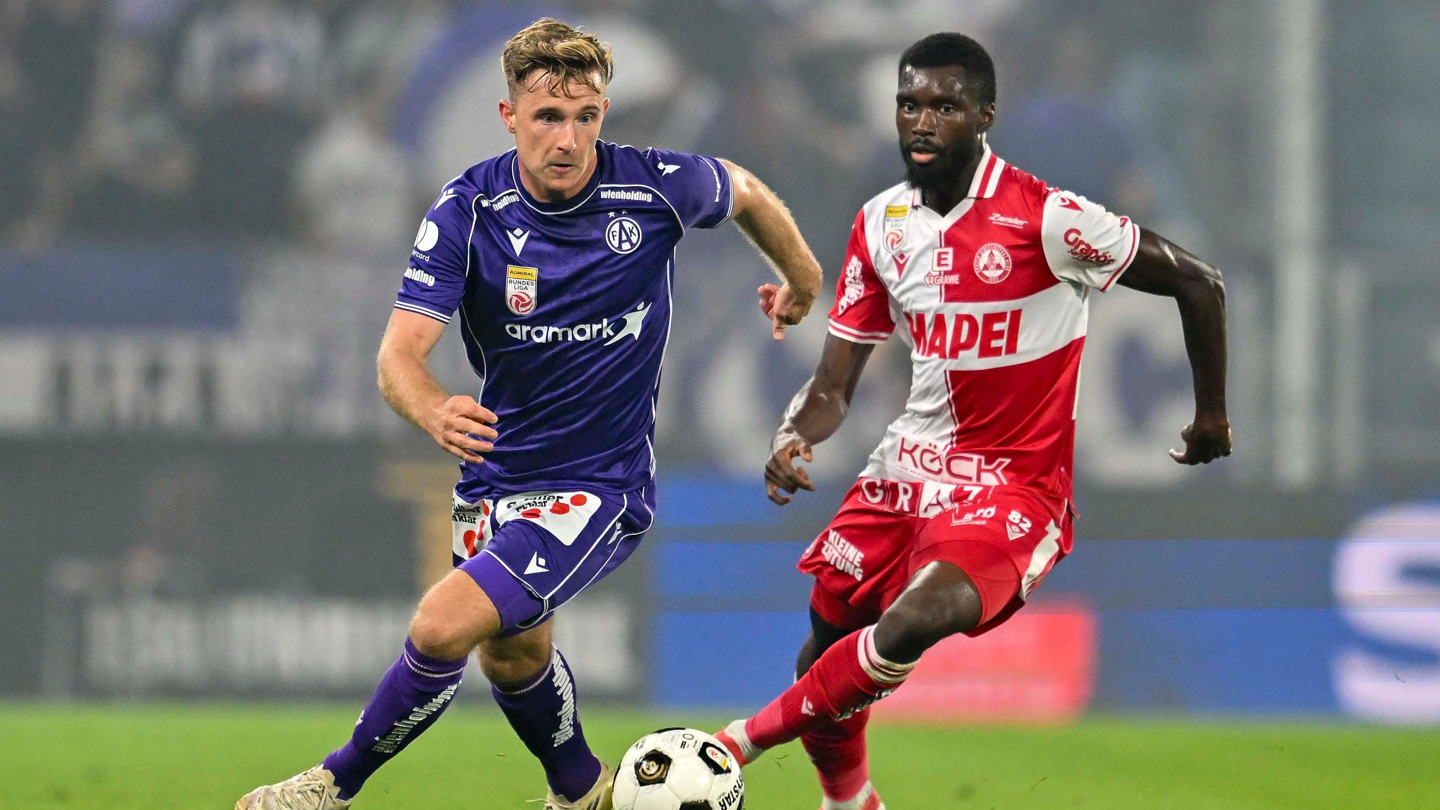 Austria Wien und der GAK treffen im Bundesliga-Duell aufeinander. 