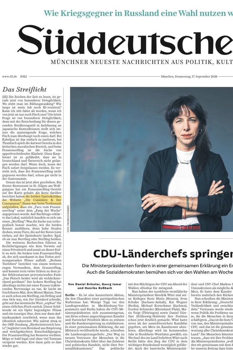 Passiert auch nicht alle Tage: Die NewsFlix-Geschichte vom Frauennerfling schaffte es auf Seite 1 der Süddeutschen Zeitung