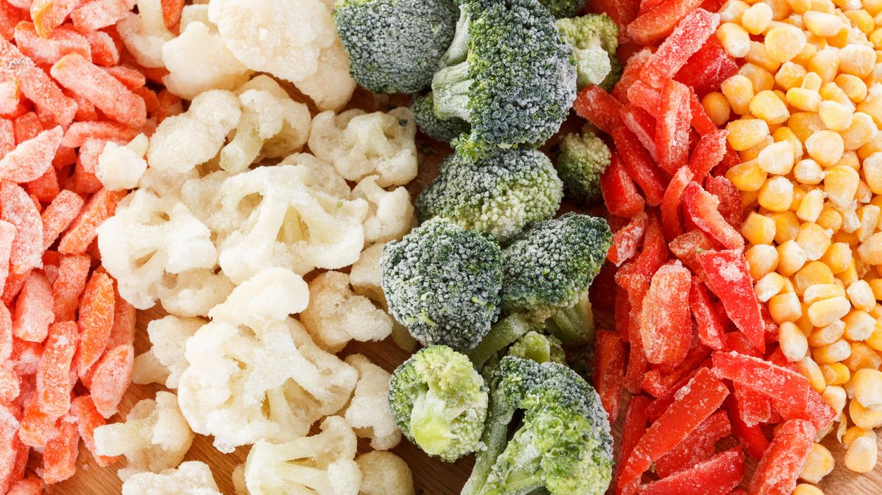 Mixed frozen vegetables can be used as background