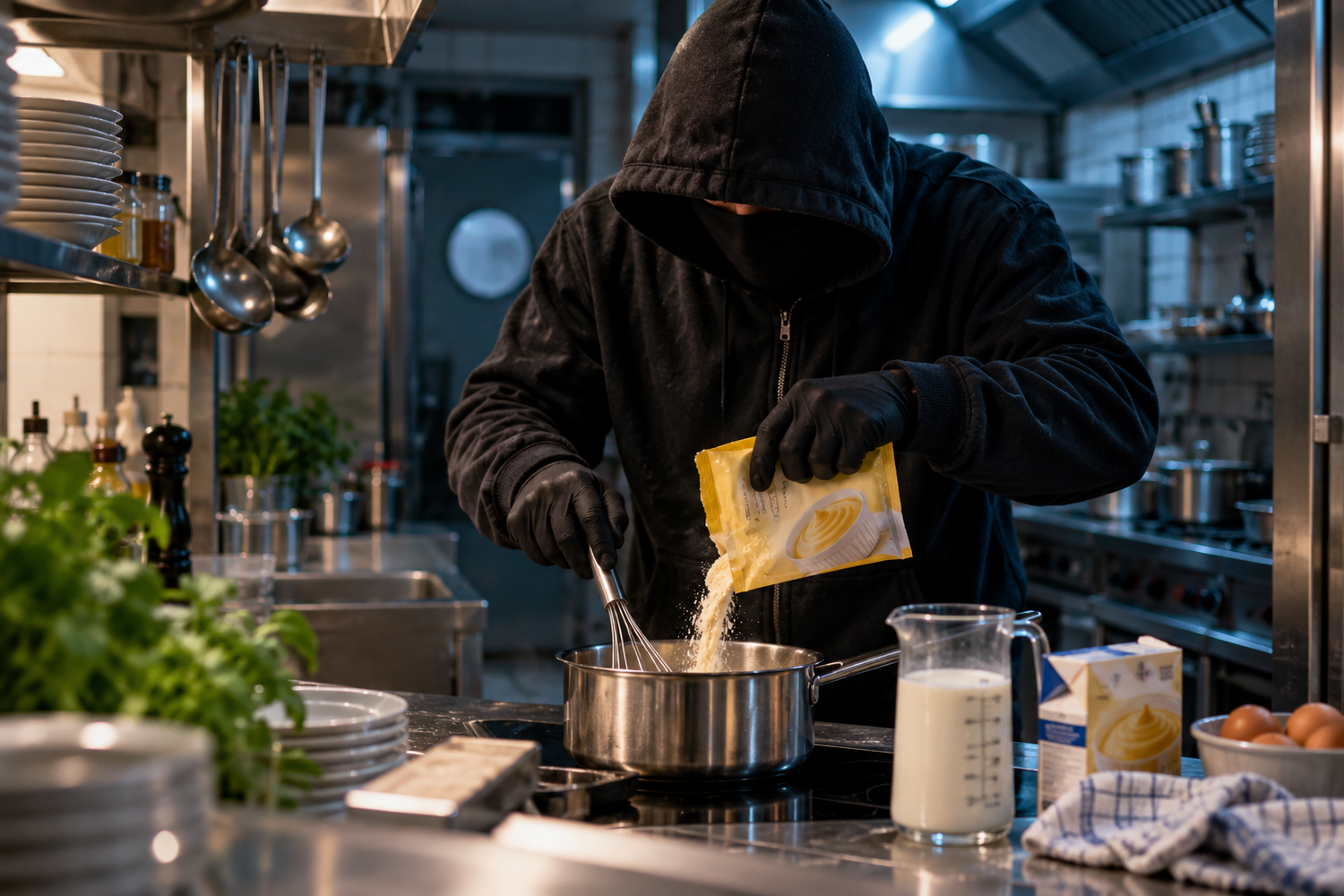 Ein Mann ist in Bielefeld in ein Restaurant eingebrochen und hat sich dort Pudding zubereitet