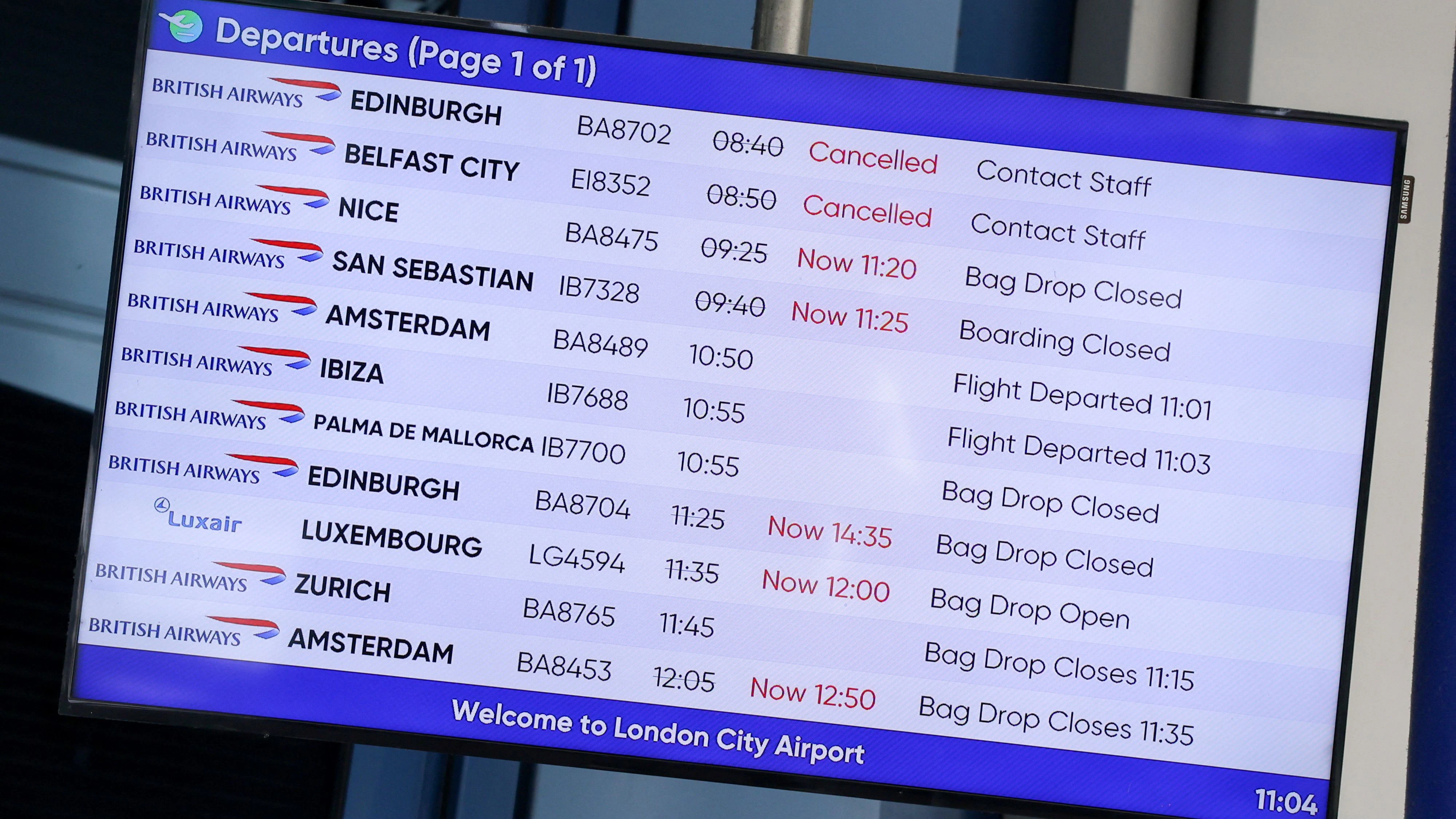 Laut Angaben des Luftfahrtdatenanbieters Cirium wurden 35 Abflüge aus Großbritannien gestrichen.