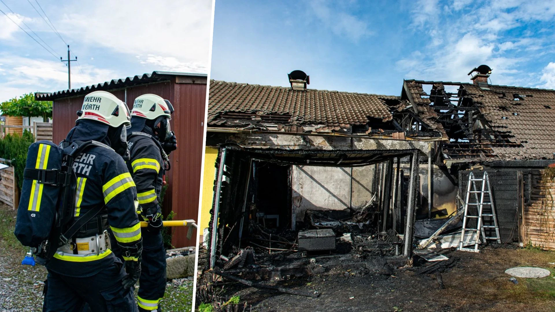 Das Dach des Wohnhauses brannte ab, während die Bewohner nicht zuhause waren.