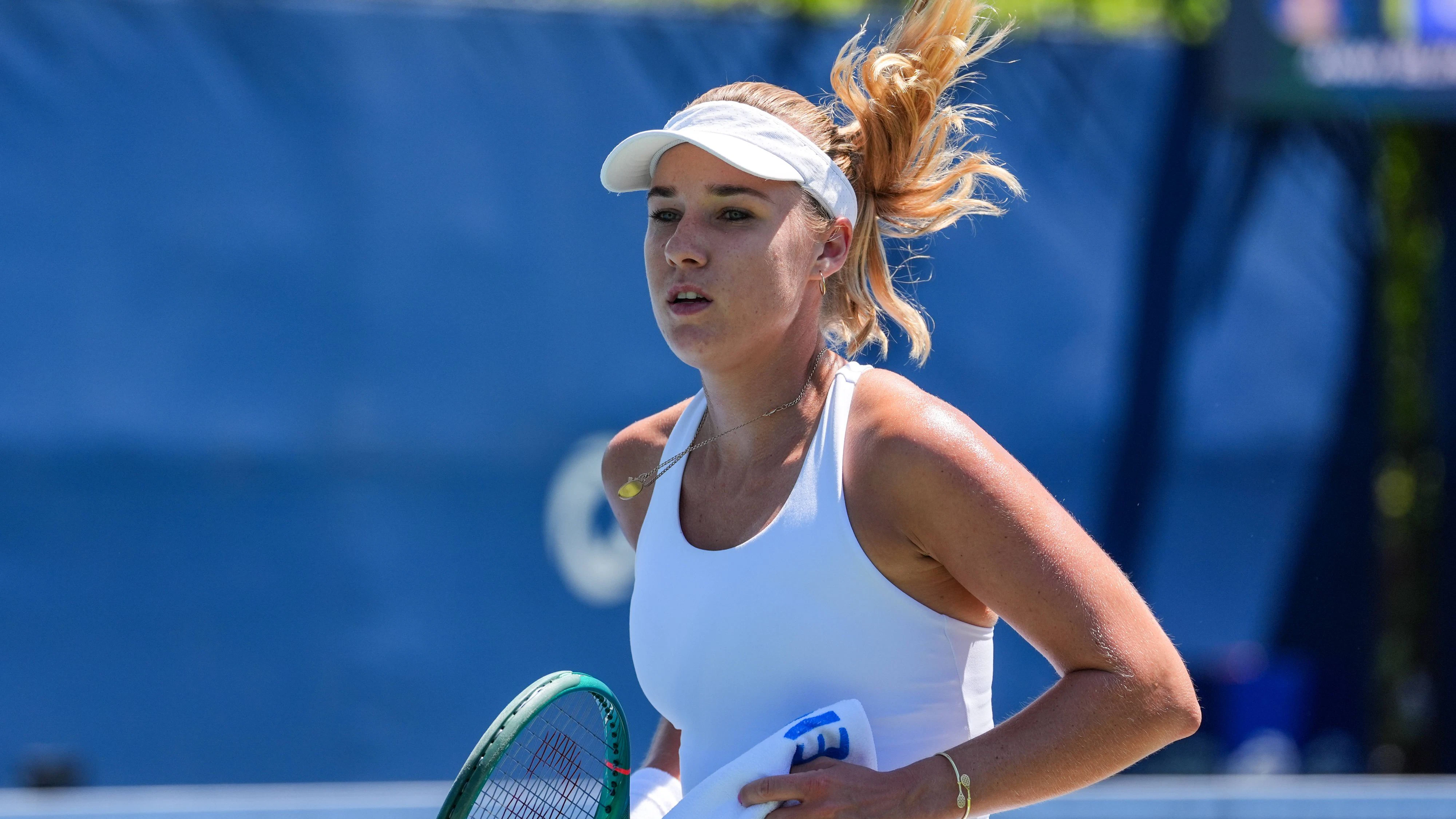 WTA, Tennis Damen Masters 1000 National Bank Open Toronto 2026 - Round of 128 - Day 3 Anna Blinkova of Russia reacts during the Womens Singles round of 128 match against Rebecca Sramkova of Slovakia on day 3 of the WTA Masters 1000 National Bank Open at Sobeys Stadium on August 3, 2026, in Toronto, Canada. Photo by Leonardo Ramirez / Eyepix Group Copyright: xLeonardoxRamirezx/xEyepixxGroupx LR03082026-07530
