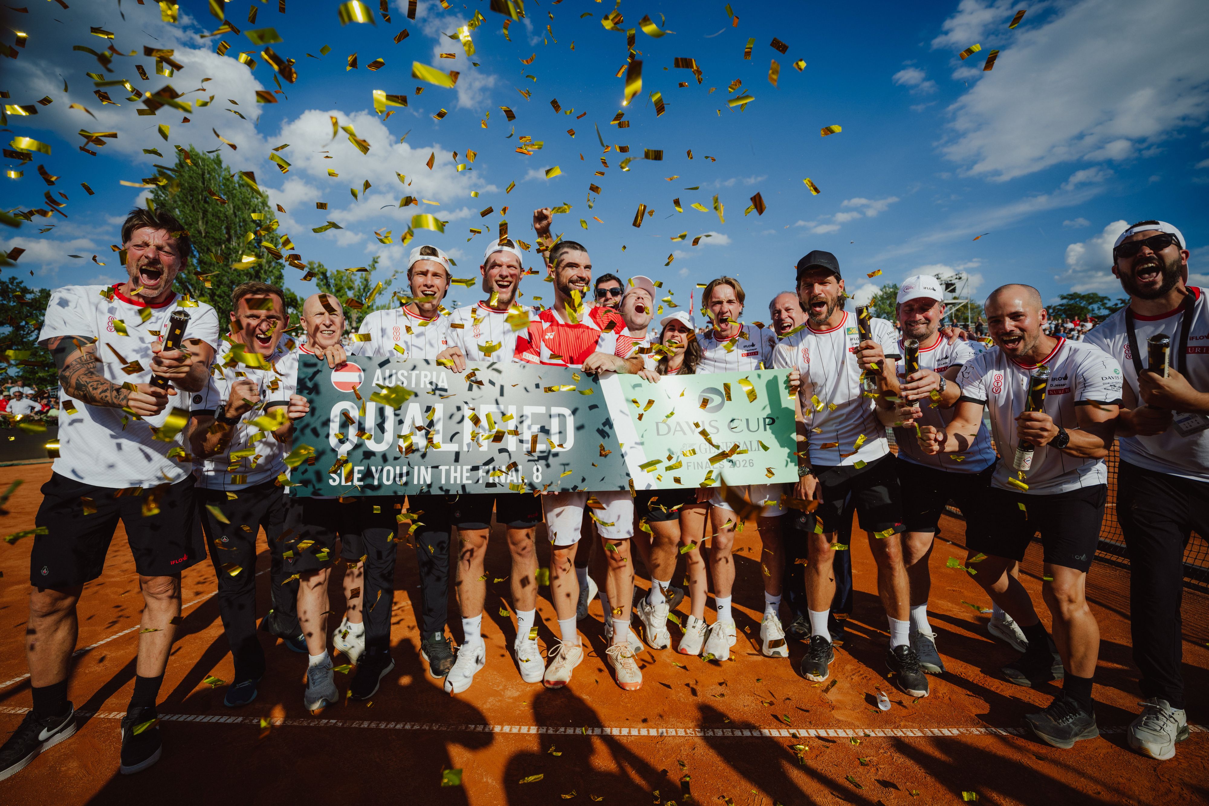 Das Davis-Cup-Team nach dem Triumph gegen Belgien.