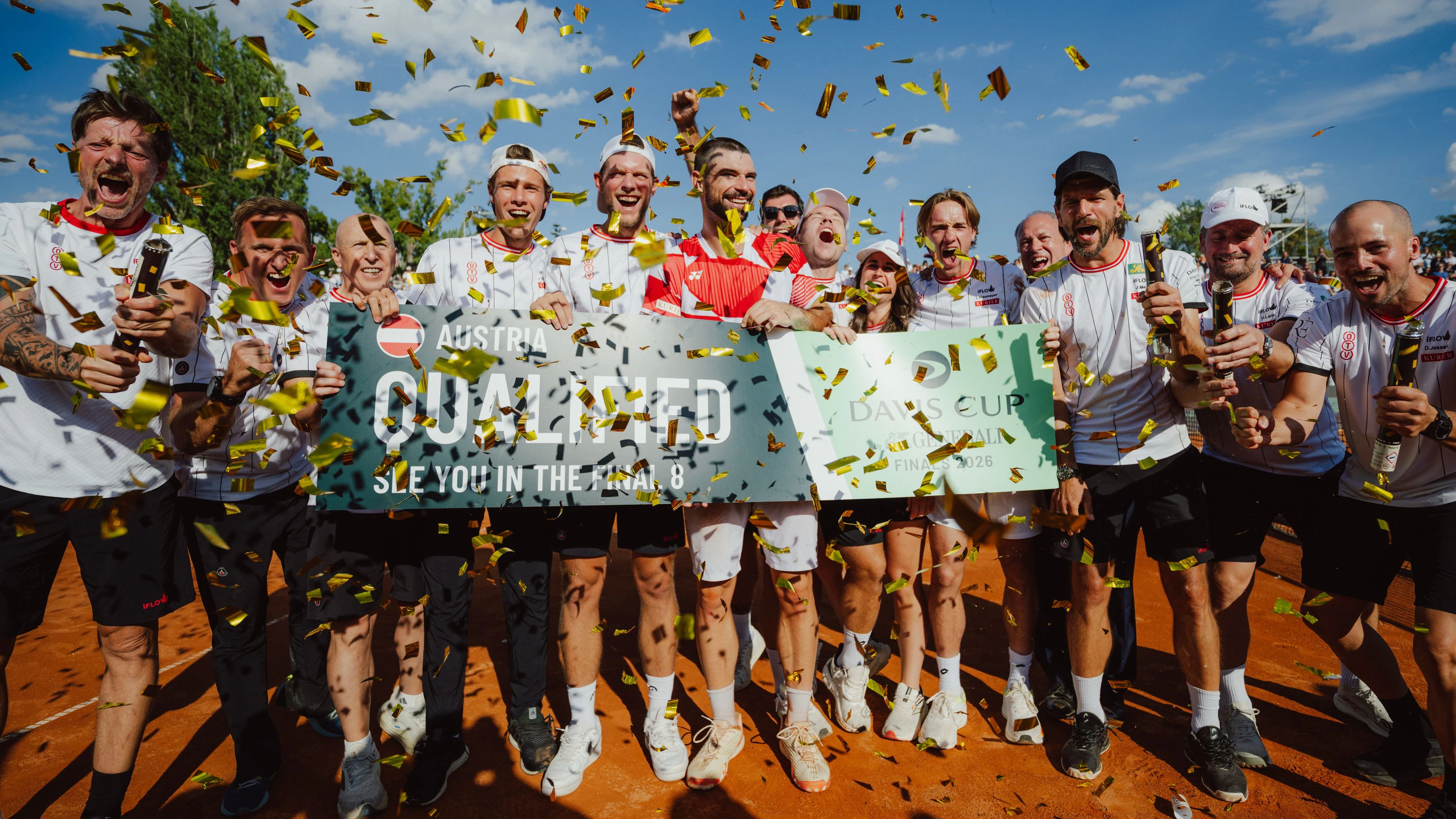 Das Davis-Cup-Team nach dem Triumph gegen Belgien.