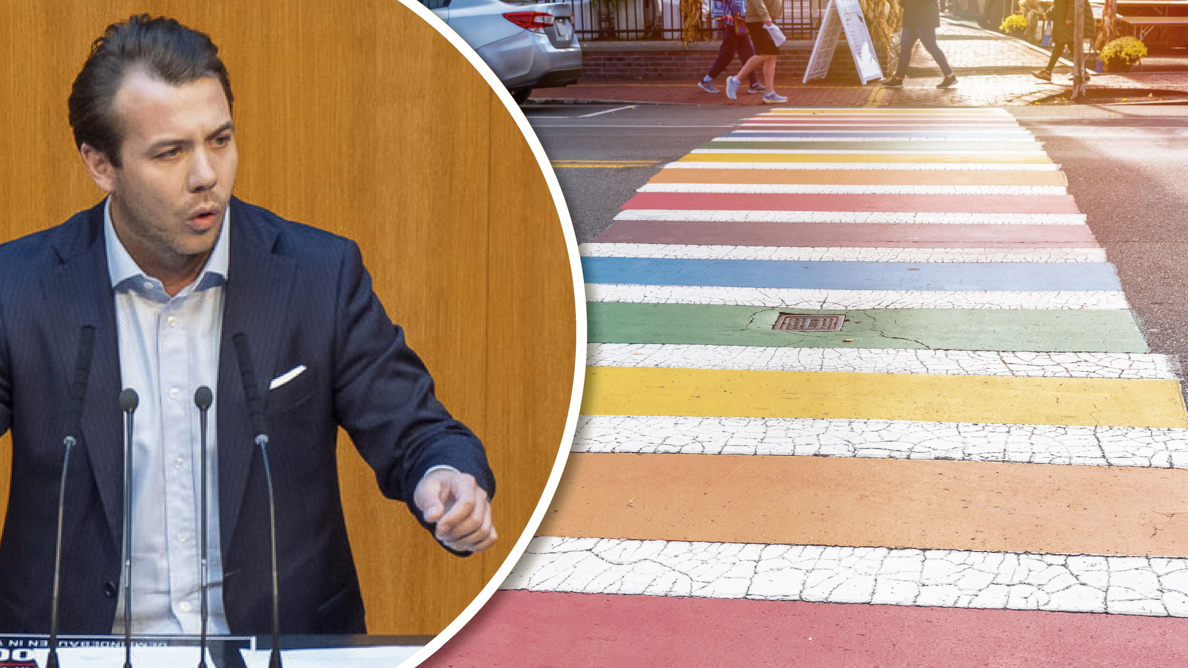 FPÖ-Nationalratsabgeordneter Maximilian Weinzierl sieht in Regenbogen-Zebrastreifen ein Risiko für die Verkehrssicherheit.