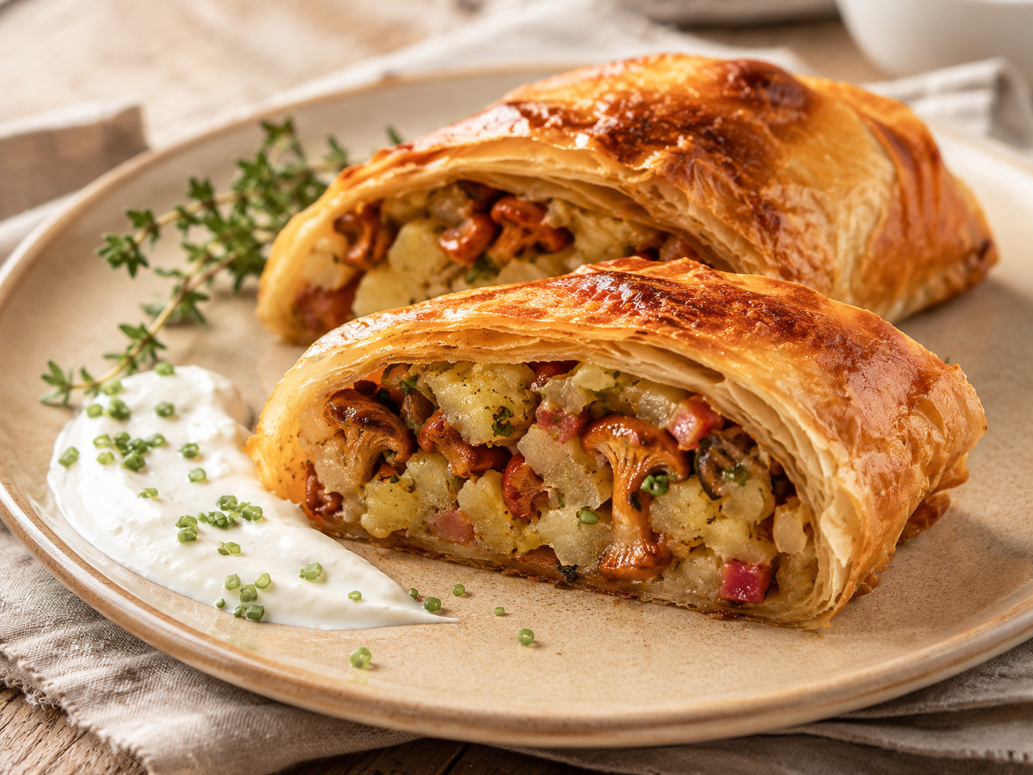 Erdäpfel-Schwammerl-Strudel nach einem Rezept von <strong>Steffen Henssler</strong>.