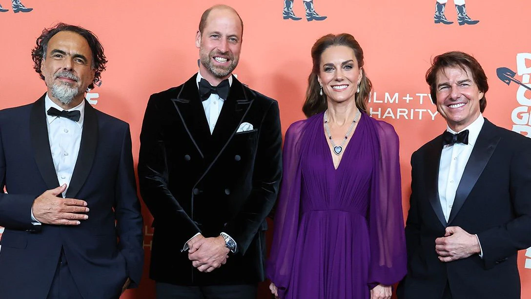 Prinz William und Prinzessin Kate unterhalten sich bei der "Digger"-Premiere mit Tom Cruise.