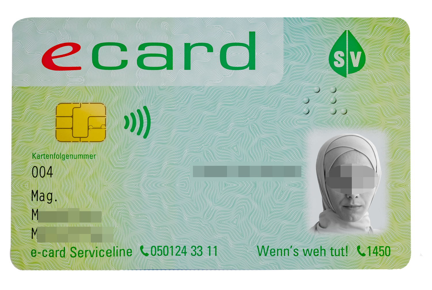 Auffällige Foto-Verwechslung: Auf der E-Card ist eine Frau mit Kopftuch statt dem Mann zu sehen. (Symbolfoto)