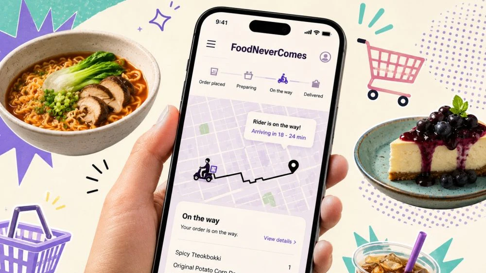 Auf foodnevercomes.com kann man Essen bestellen, das nie geliefert wird.
