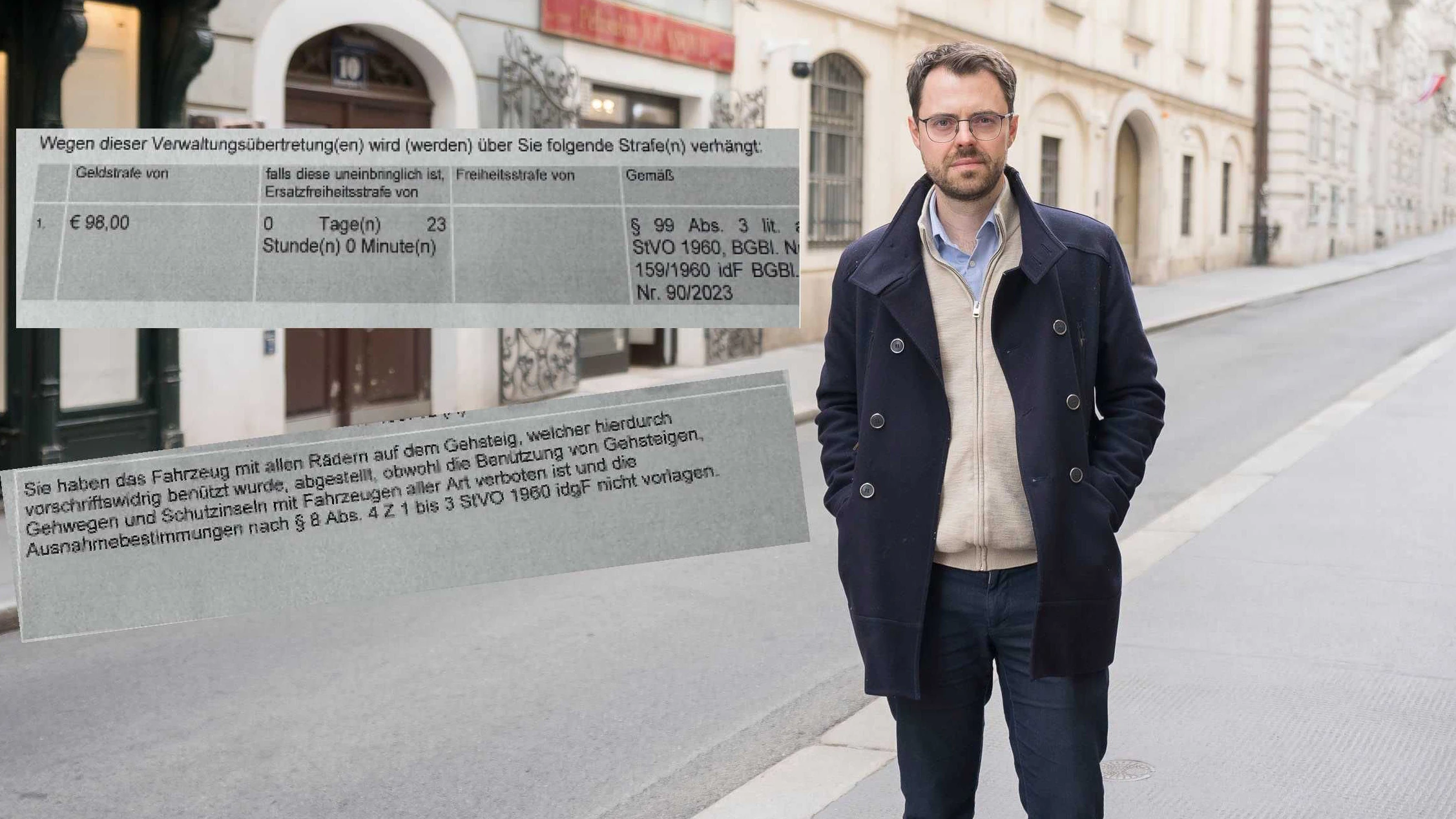 Marco J. in der Himmelpfortgasse – hier erhielt er eine Parkstrafe.