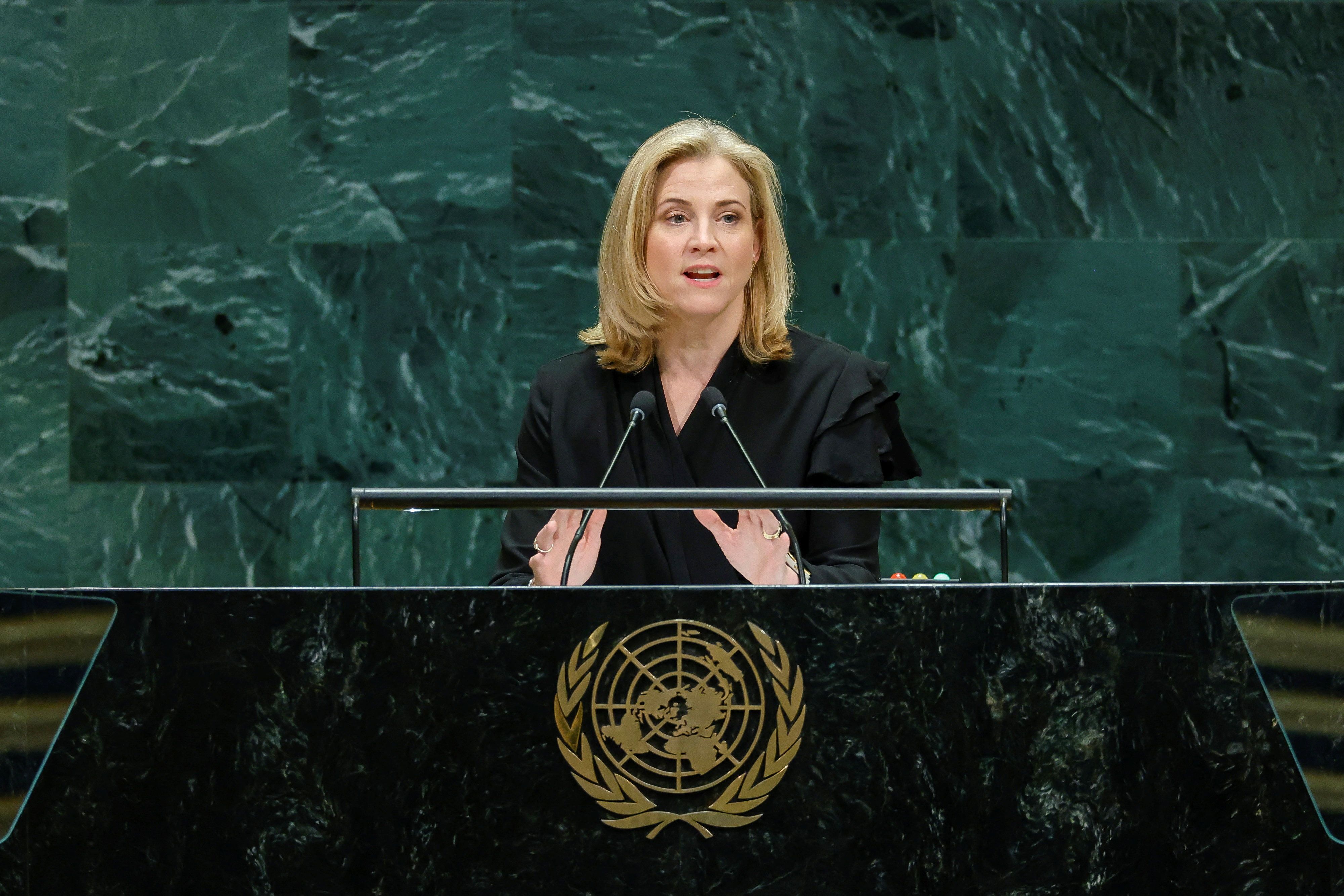 Außenministerin Beate Meinl-Reisinger bei der UNO-Vollversammlung in New York.