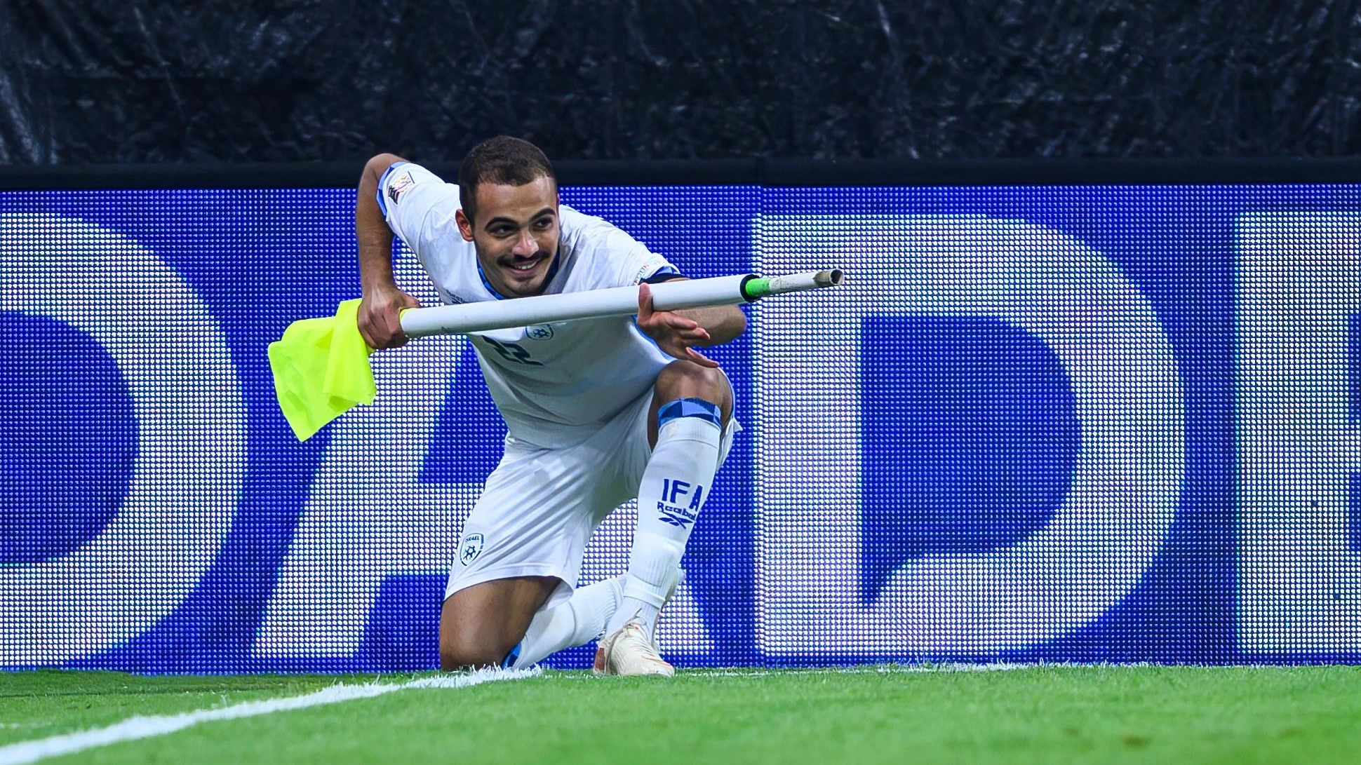 LINZ,AUSTRIA,24.SEP.26 - SOCCER - UEFA Nations League, group stage, OEFB international match, Austria vs Israel. Image shows the rejoicing of Saied Abu Farchi (ISR). Photo: GEPA pictures/ Christian Moser