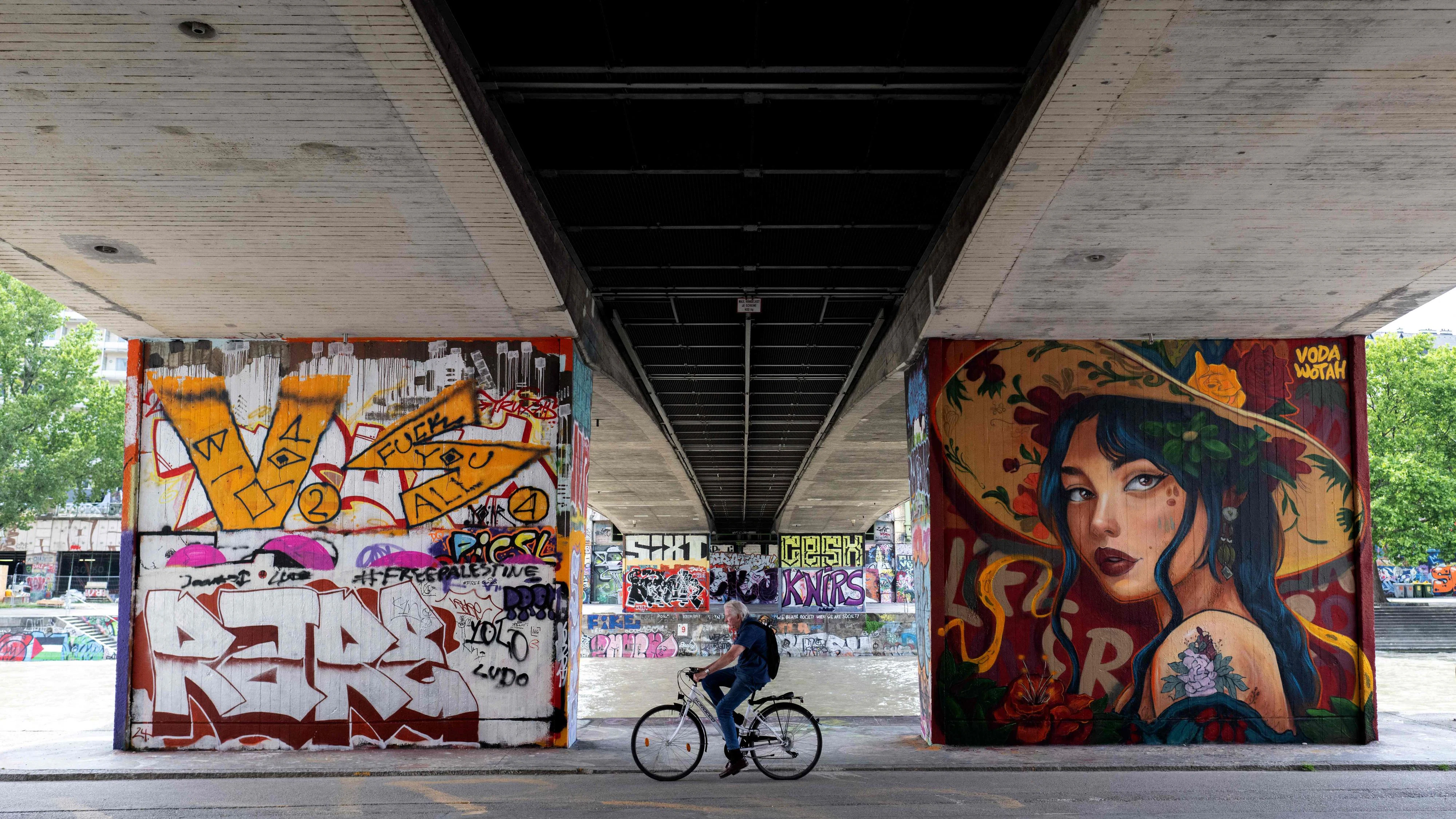 Entlang des Donaukanals gibt es einige Möglichkeit legal zu Sprayen.