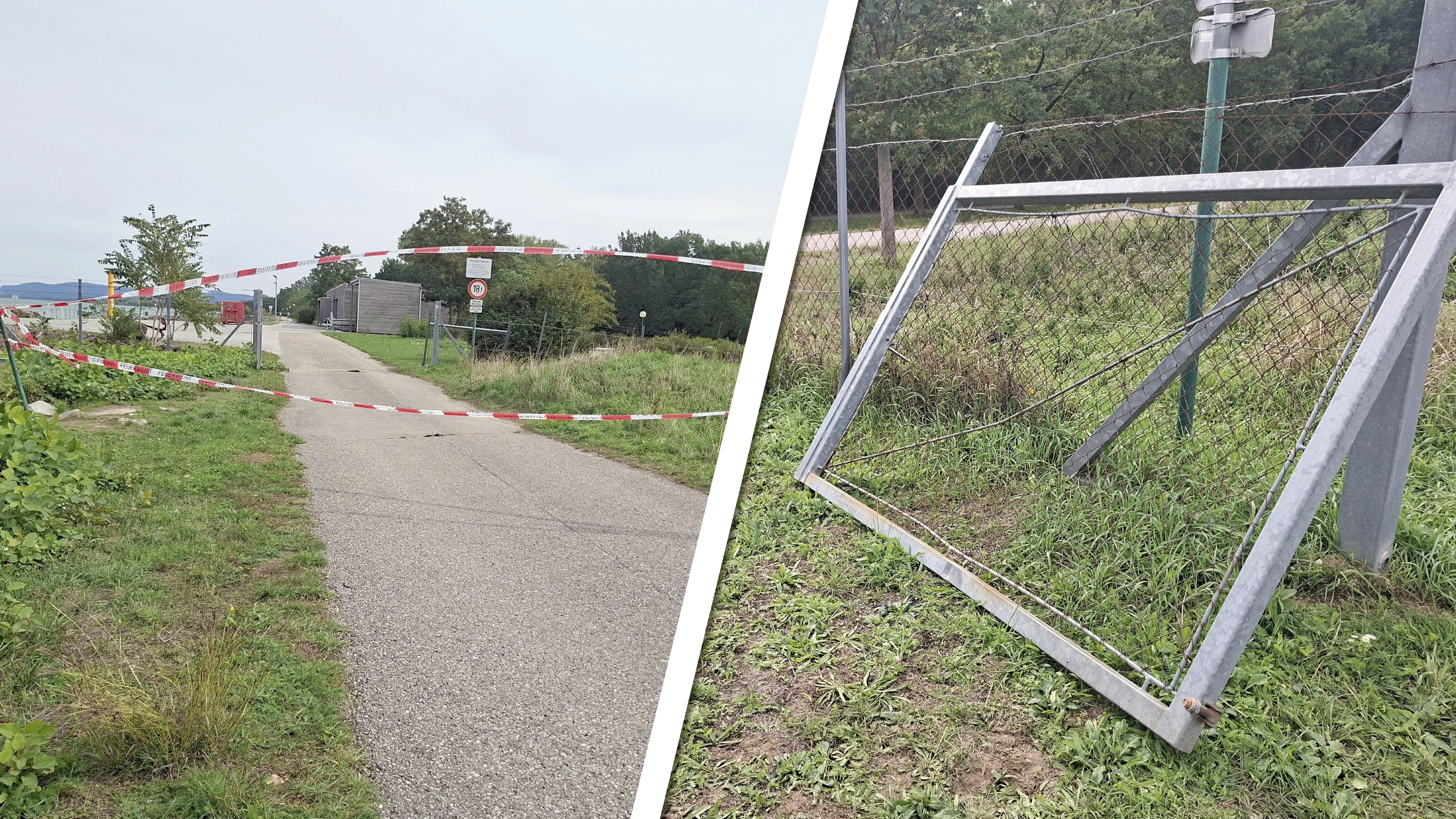 Dieses massive Stahltor wurde beim Aufprall des 18-jährigen E-Scooter-Fahrers schwer beschädigt. Laut Polizei war er zuvor mit rund 115 km/h unterwegs.