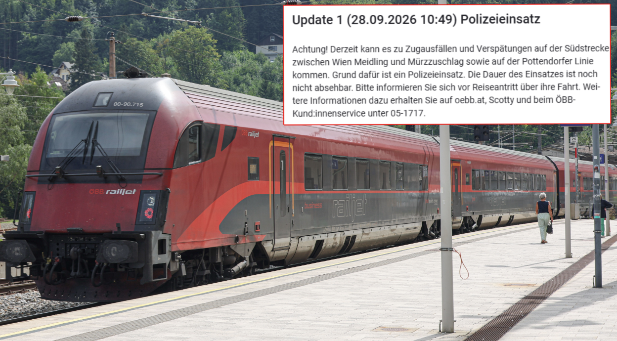 Zwischen Bruck und Wien fahren derzeit keine Züge.