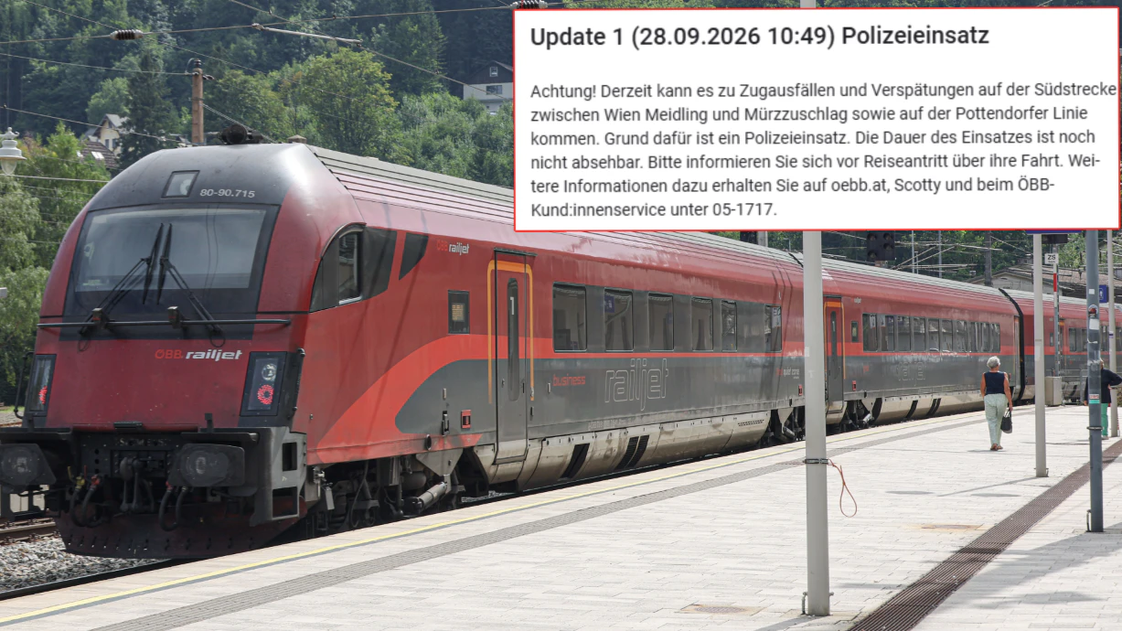Zwischen Bruck und Wien fahren derzeit keine Züge.