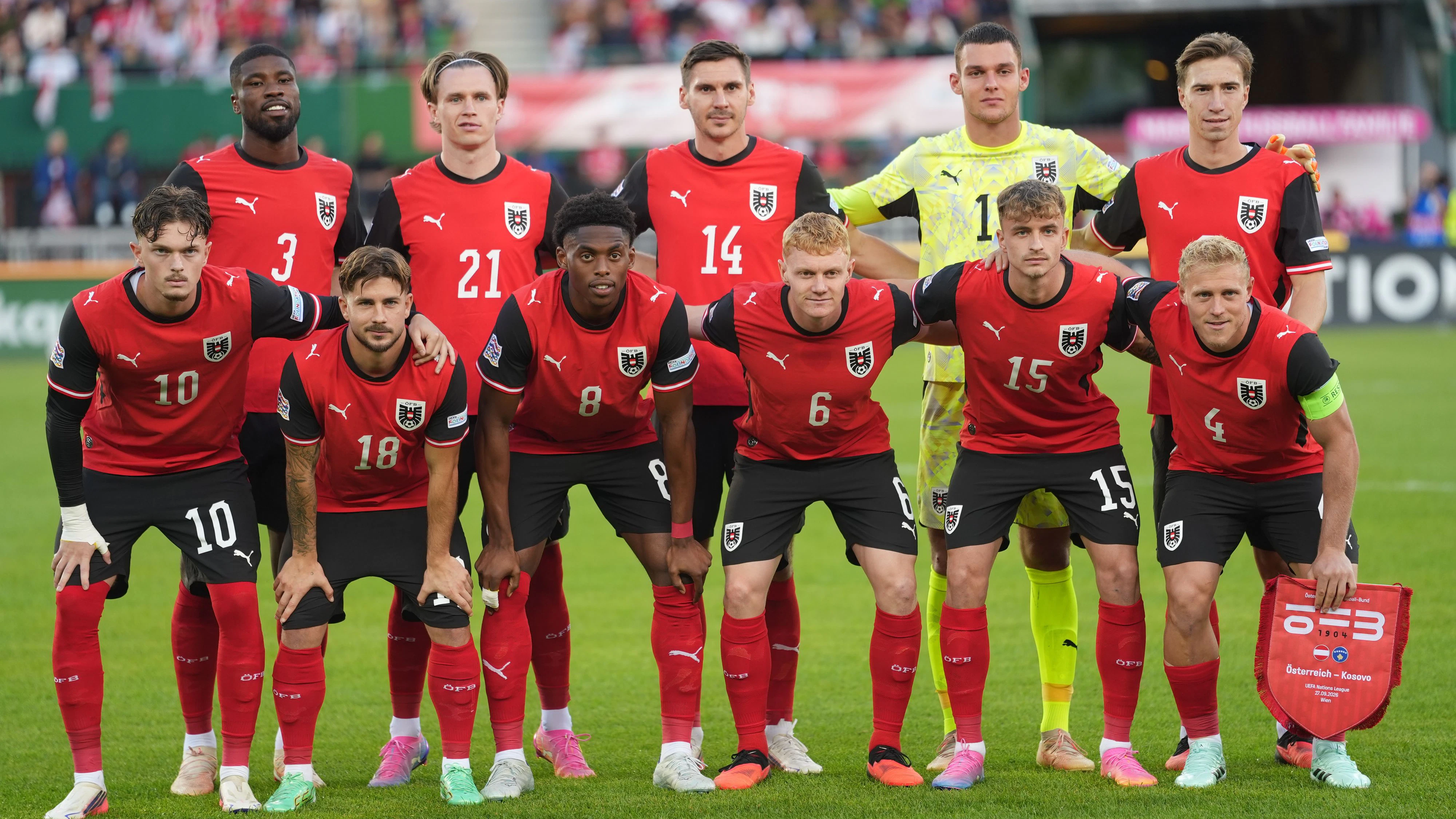 Österreichs Aufstellung im Heimspiel gegen den Kosovo. 