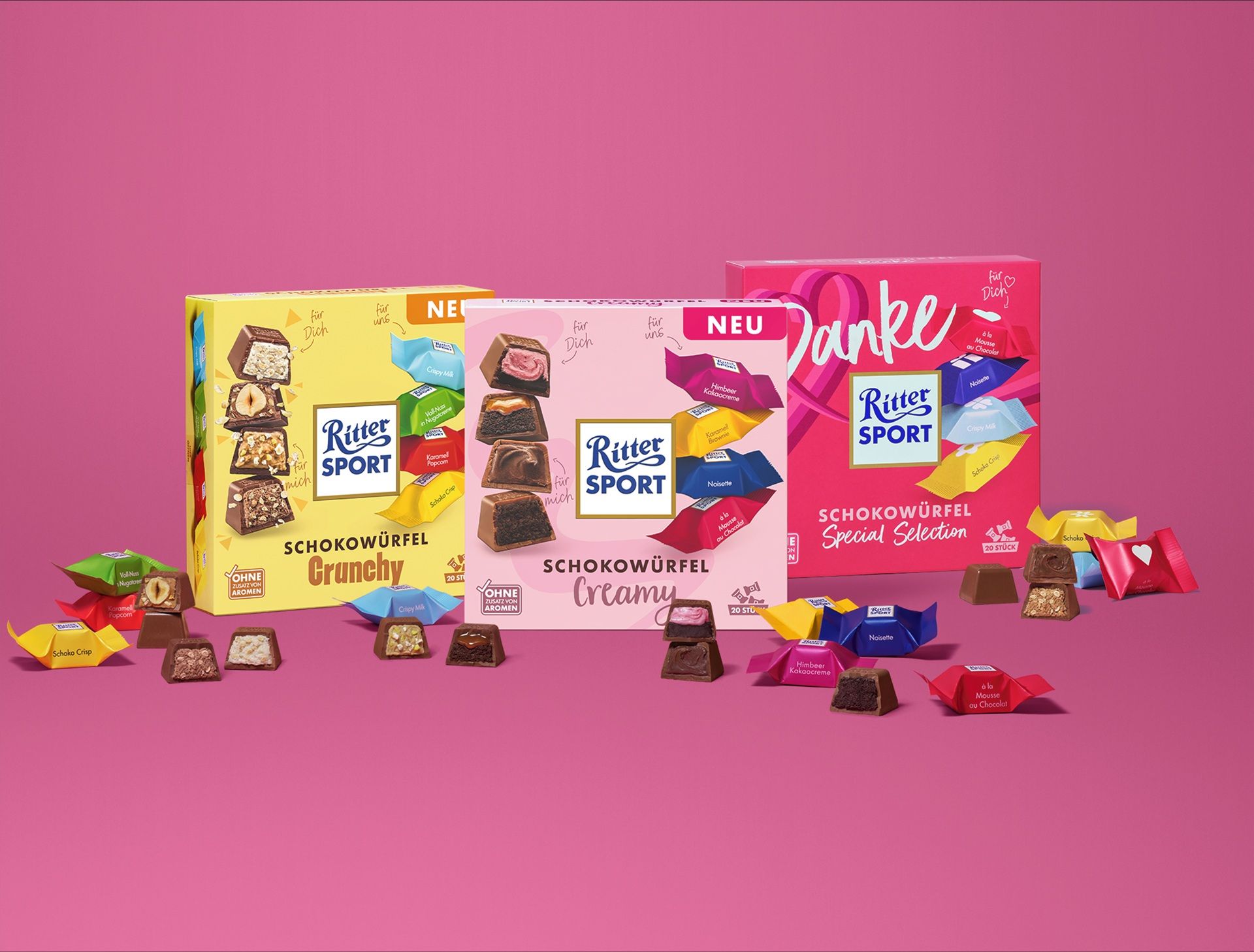 Die neuen Ritter Sport Schokowürfel: Creamy, Crunchy und 
