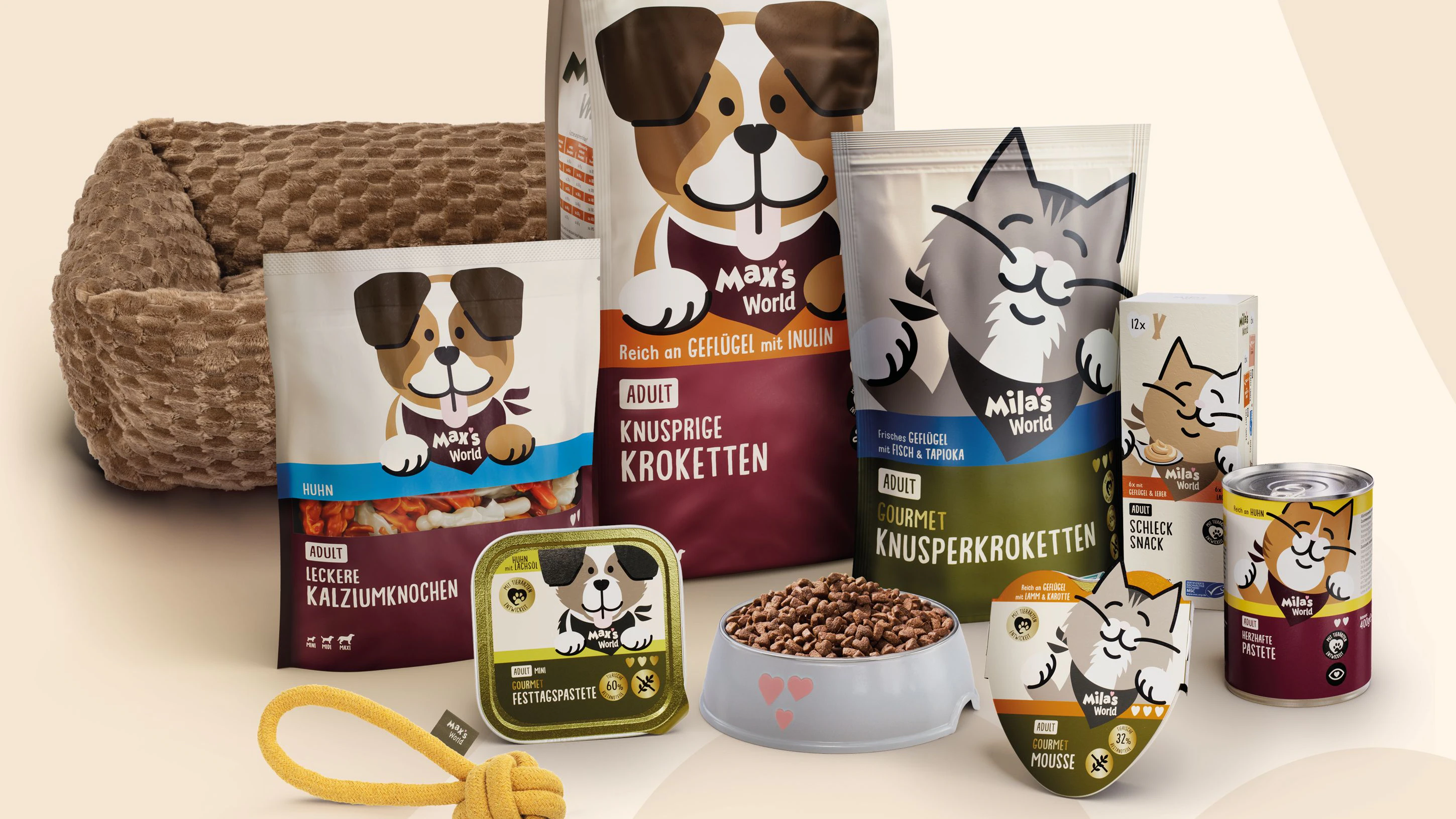 Lidl bündelt sein Sortiment für Hunde und Katzen unter der neuen Marke Max & Mila's World.