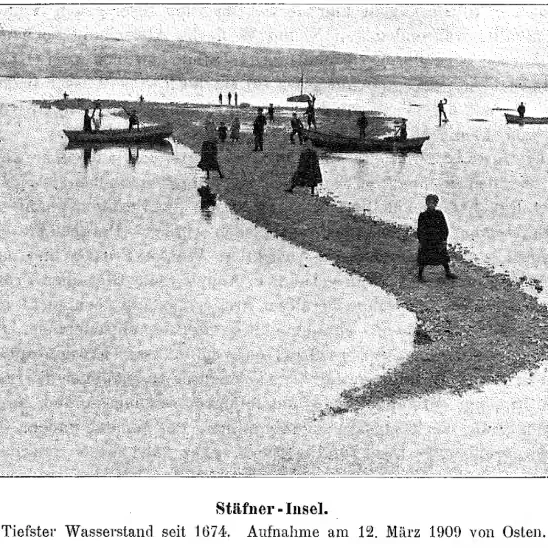 Schon bei ihrem Auftauchen 1909 sorgte die Stäfner-Insel für einen Besucheransturm.