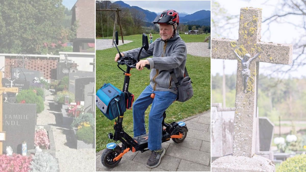 Edi K. geht kurze Strecken mit einem Rollator, aber sonst war dieser Roller sein Rollstuhl-Ersatz.