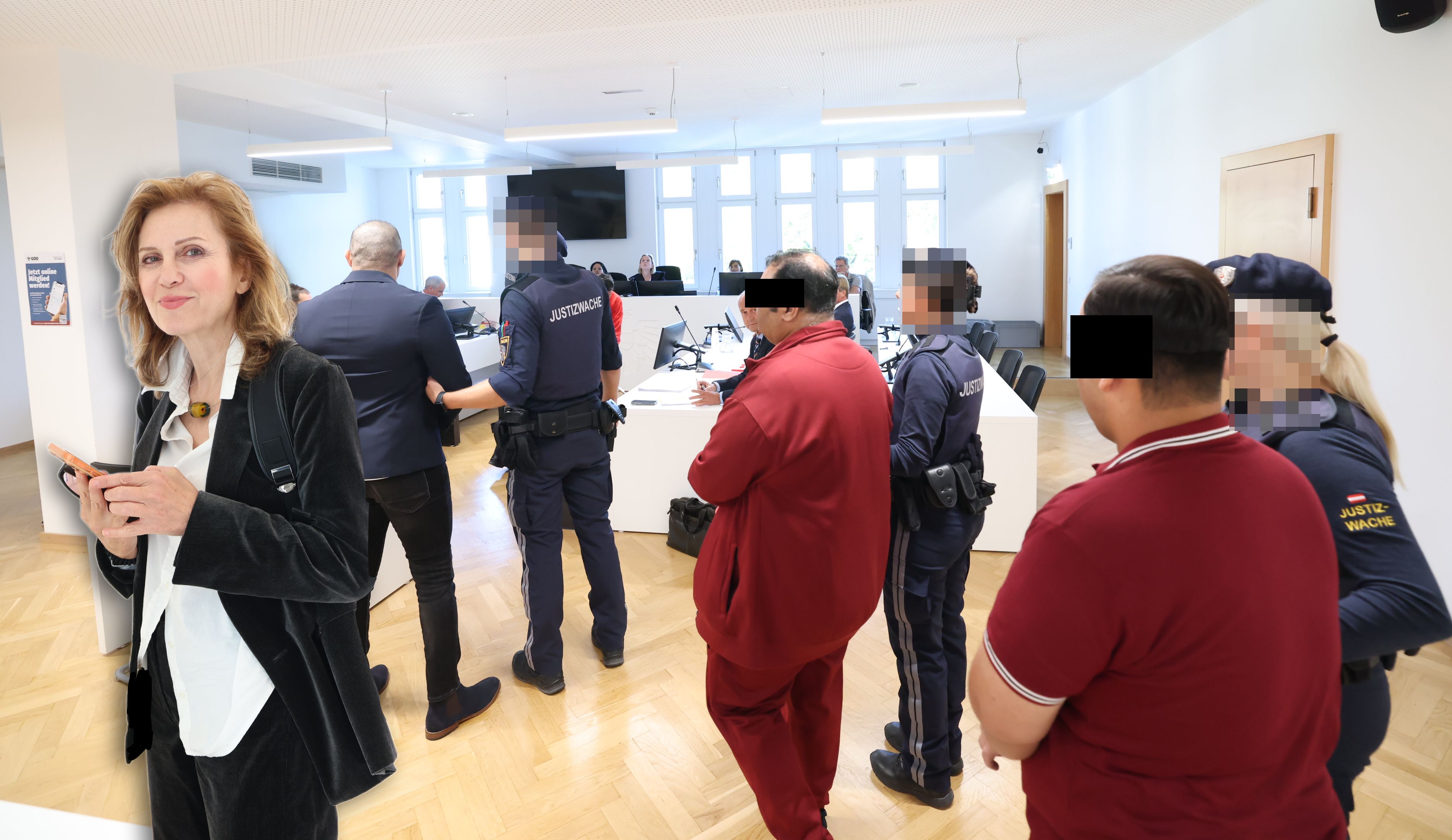 Anwältin Wagner verbrachte Stunden vor Gericht; die Verdächtigen sollen den Staat betrogen haben.