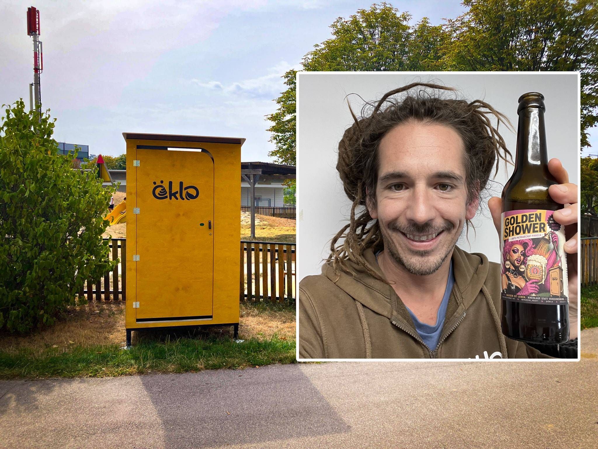 Öklo-Geschäftsführer und Gründer Niko Bogianzidis mit dem Bier 
