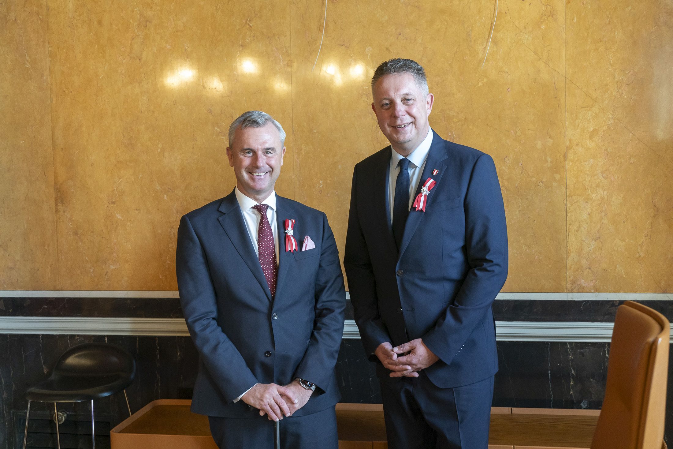 Der burgenländische FPÖ-Landesparteiobmann Alexander Petschnig (rechts) mit Norbert Hofer.