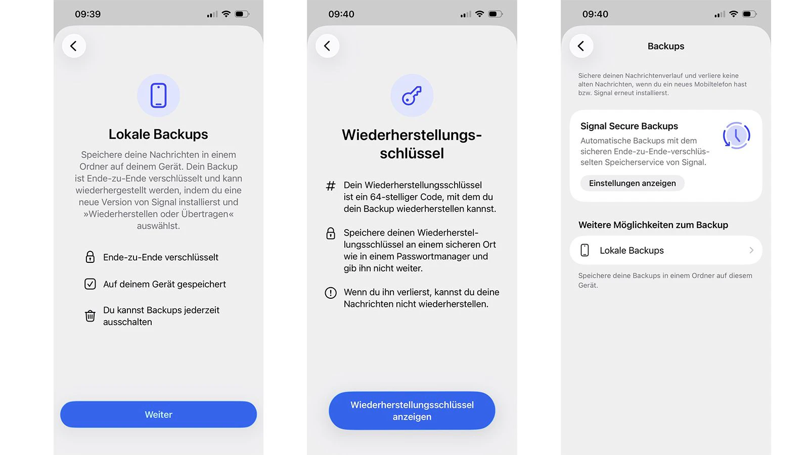 Die neue Funktion für lokale Backups wird in Signal für iOS (Version 8.30) verfügbar sein, die soeben erschienen ist.