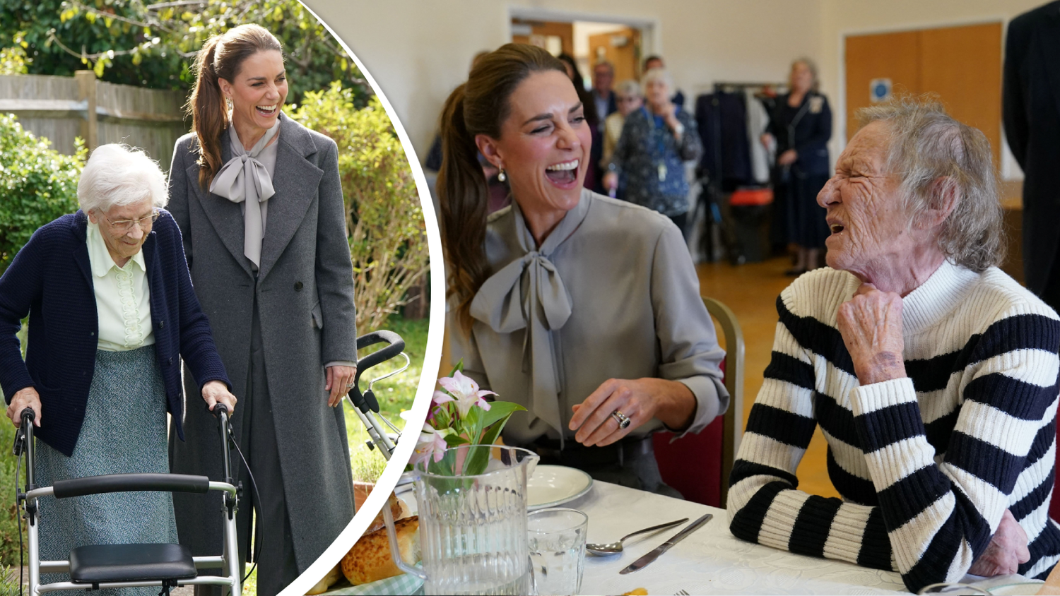 Kate speiste und lachte mit Pensionisten.