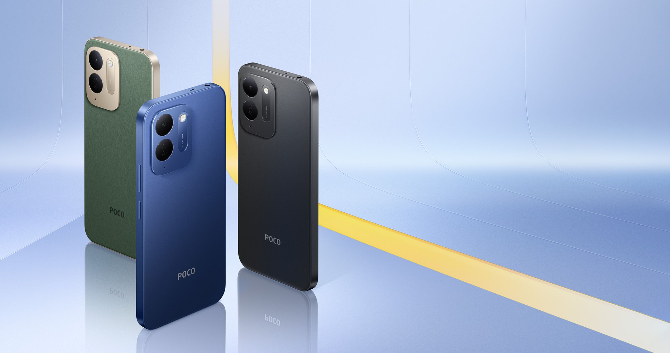 Das Poco C95 Pro wird in Blau, Schwarz und Grün angeboten. In Österreich sind laut Hersteller zwei Speichervarianten vorgesehen.