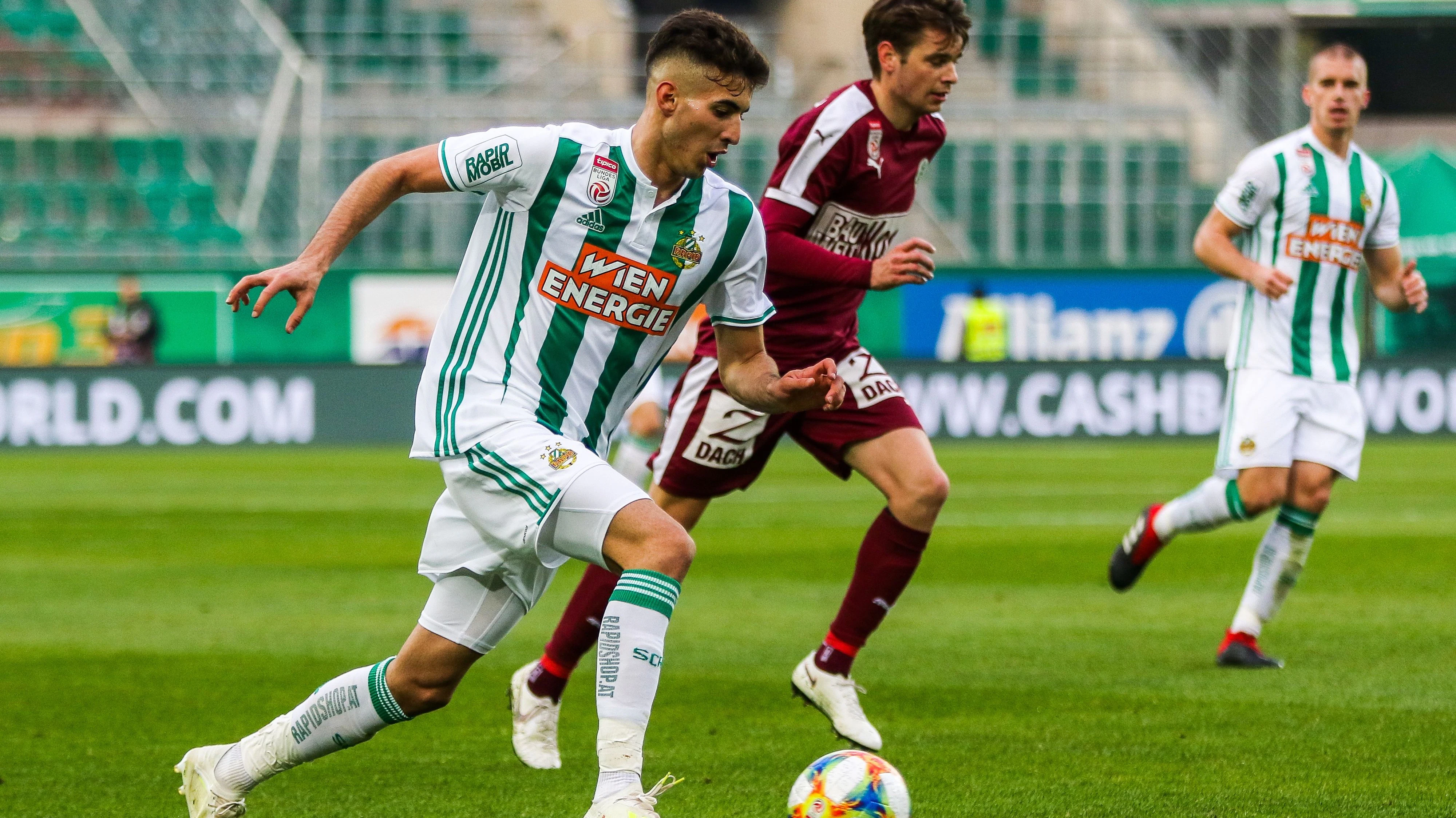 VIENNA,AUSTRIA,13.APR.19 - SOCCER - tipico Bundesliga, qualification group, SK Rapid Wien vs SV Mattersburg. Image shows Mert Muelduer (Rapid). Keywords: Wien Energie. Photo: GEPA pictures/ Philipp Brem