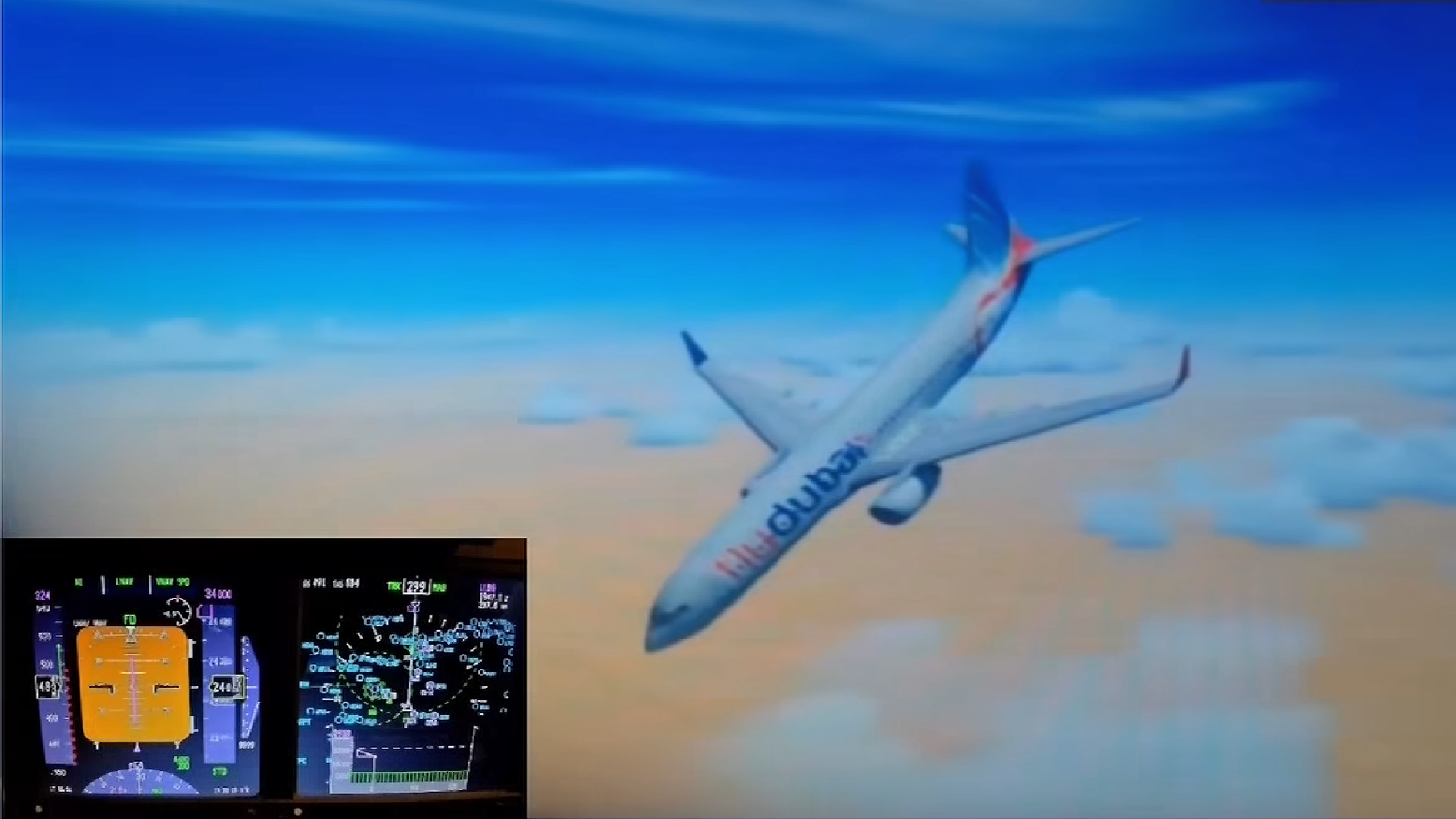 Der US-Fernsehsender CNN hat mit Piloten die bekannten Daten des FlyDubai-Fluges in einem Flugsimulator nachgespielt (Screenshot)