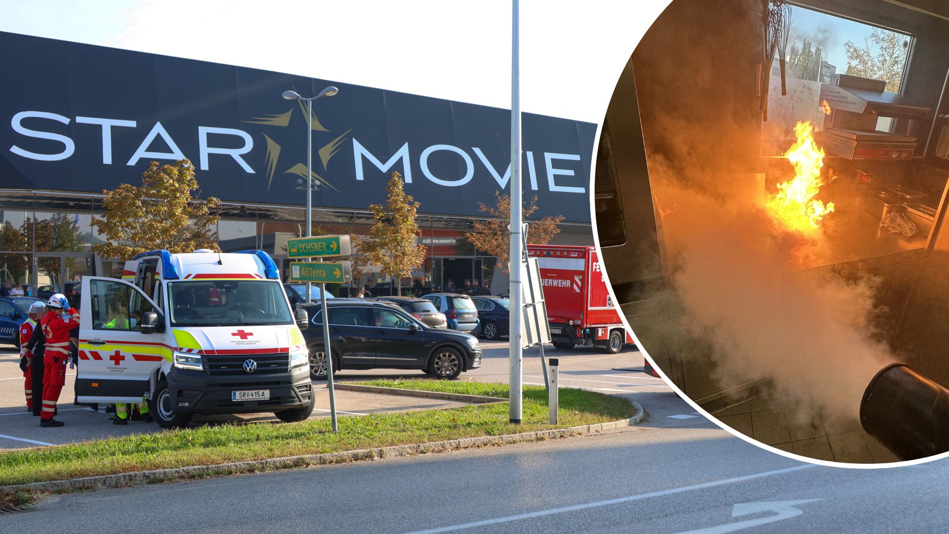 Die Fritteusen fingen in einem Gastro-Betrieb im Star Movie Feuer.