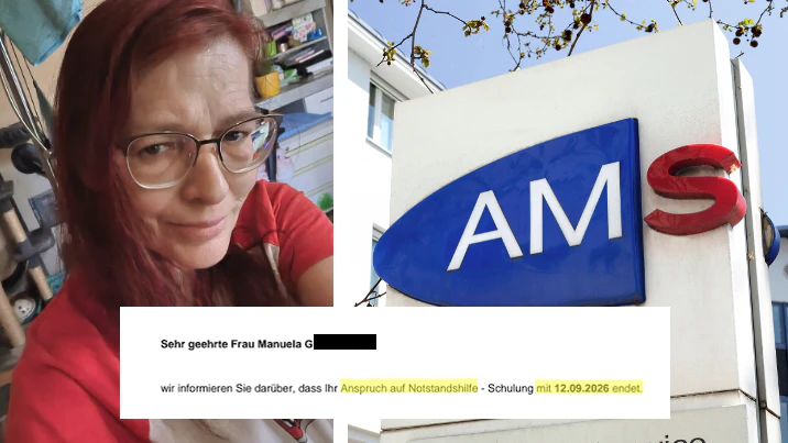 Manuelas AMS-Förderung endet - ein Jahr vor ihrem Abschluss.